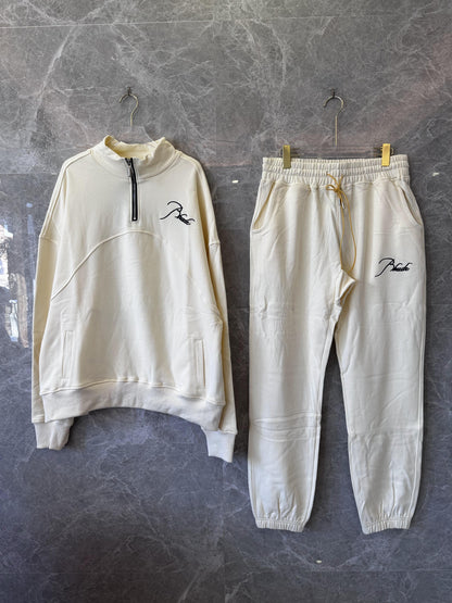 Rhude cream tracksuit set with signature embroidery