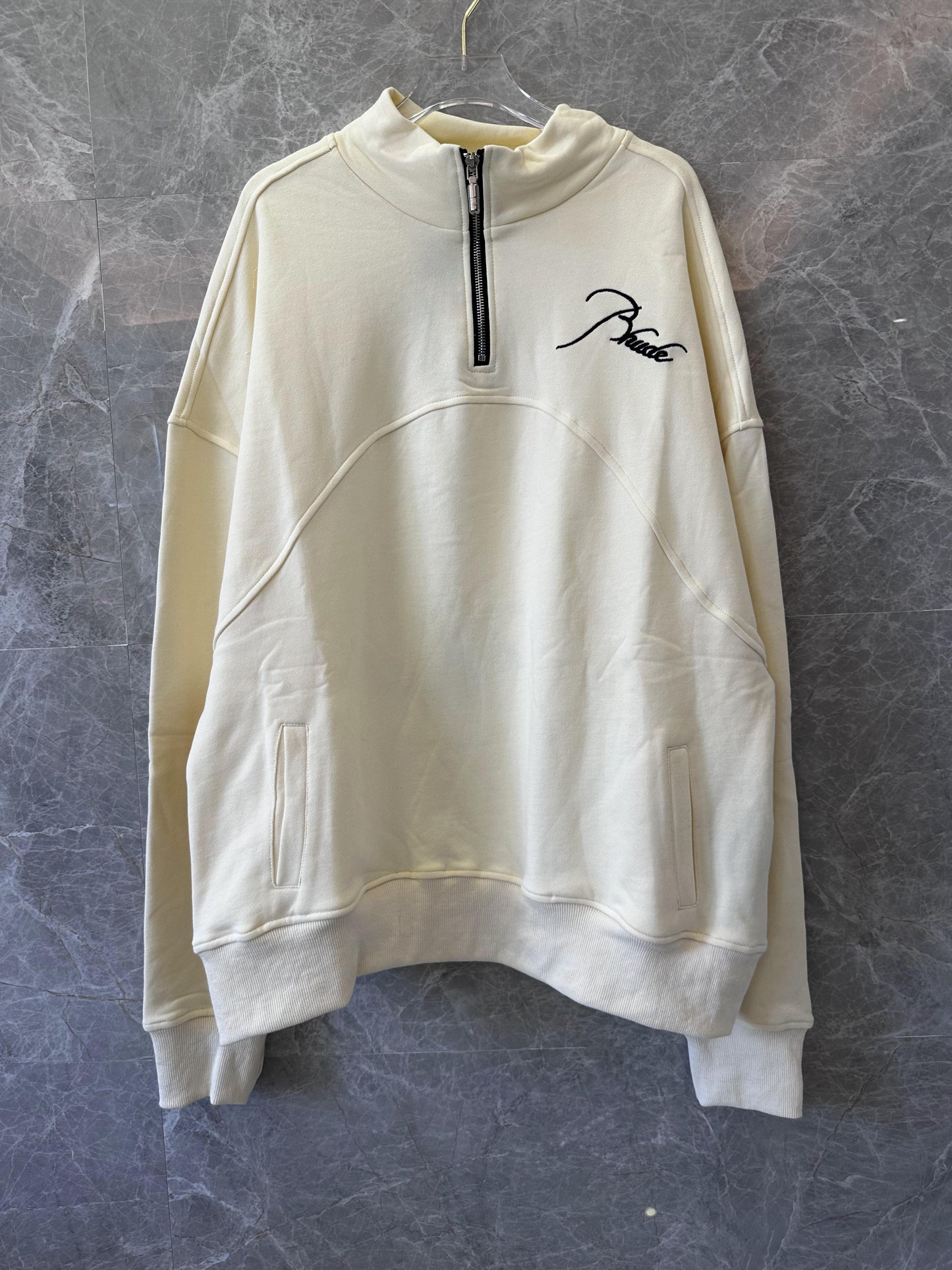 Rhude cream tracksuit set with signature embroidery