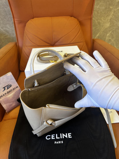 Celine grained calfskin Nano belt bag light taupe