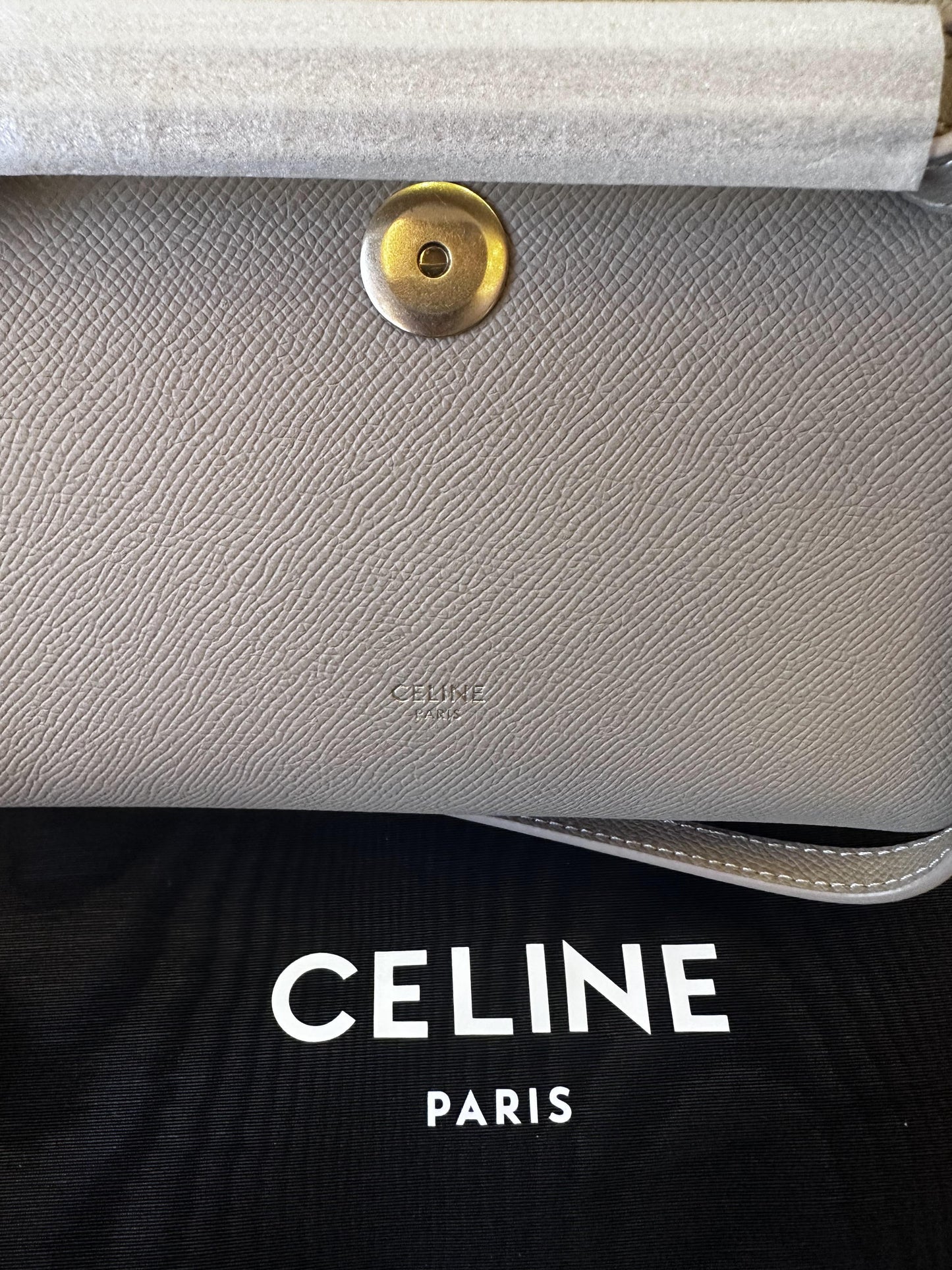 Celine grained calfskin Nano belt bag light taupe