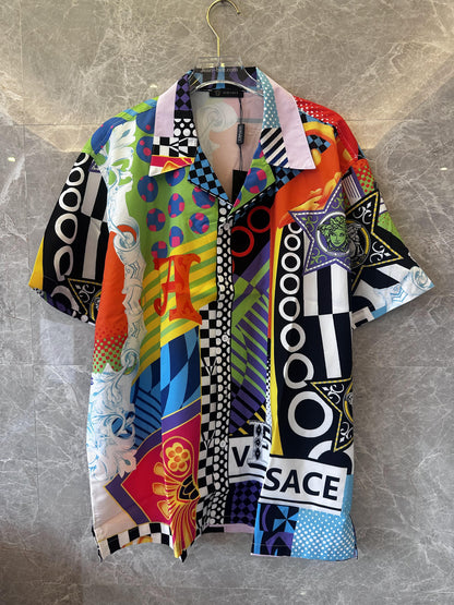 Versace multi-color graphic print short sleeve shirt