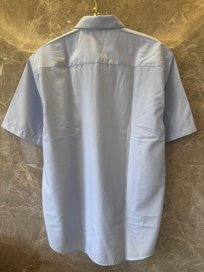 Celine light blue short-sleeve shirt with logo collar