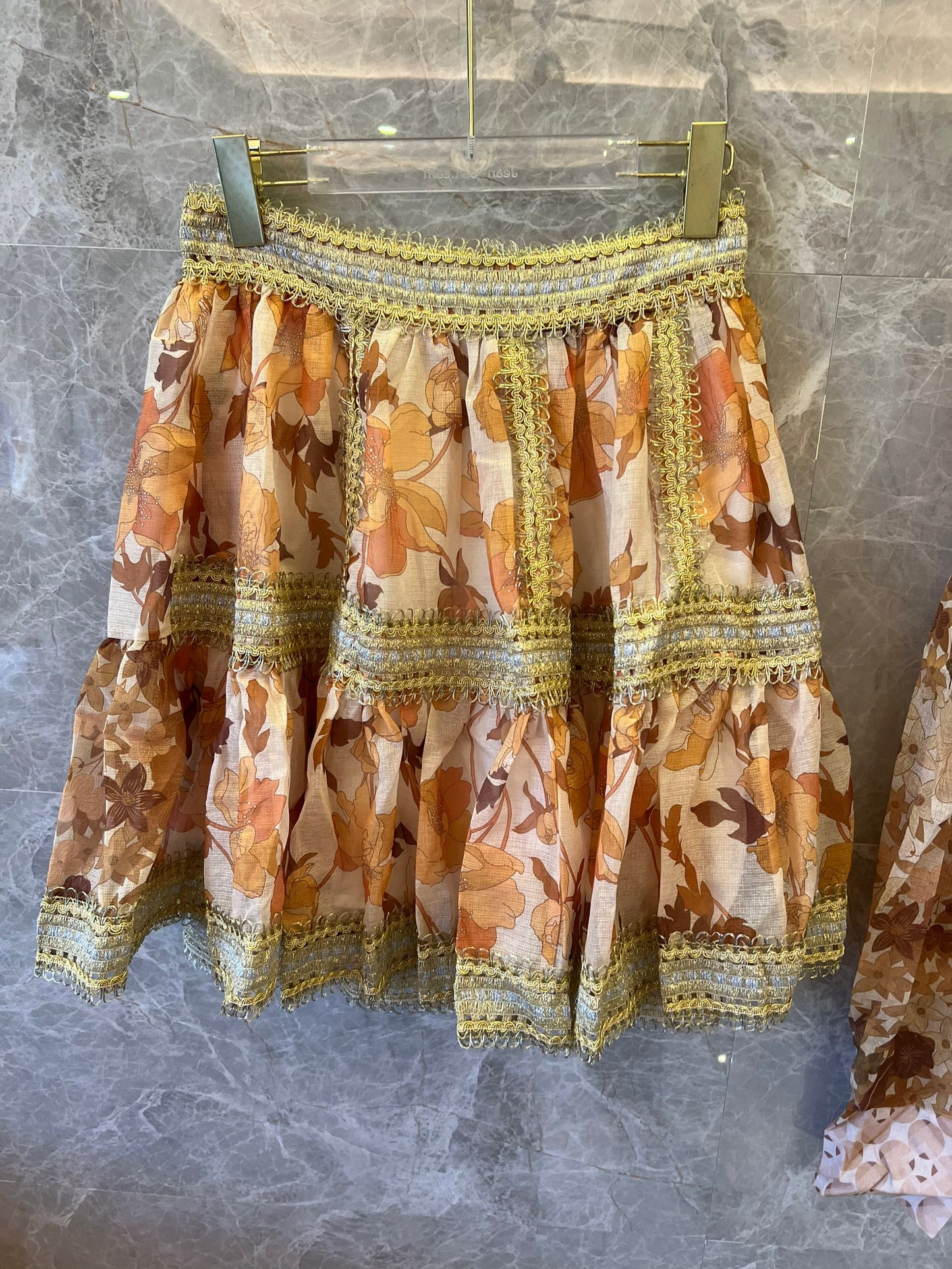 Zimmermann floral print blouse and tiered skirt set