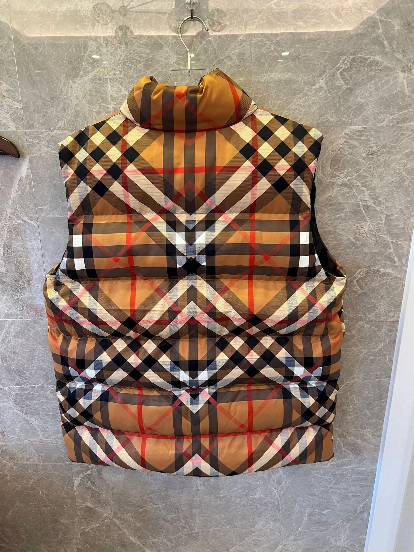 Burberry vintage check quilted down vest in classictan