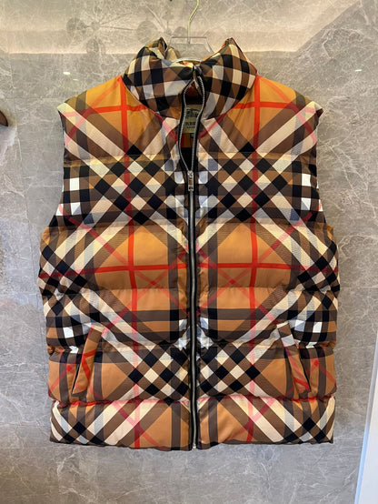 Burberry vintage check quilted down vest in classictan