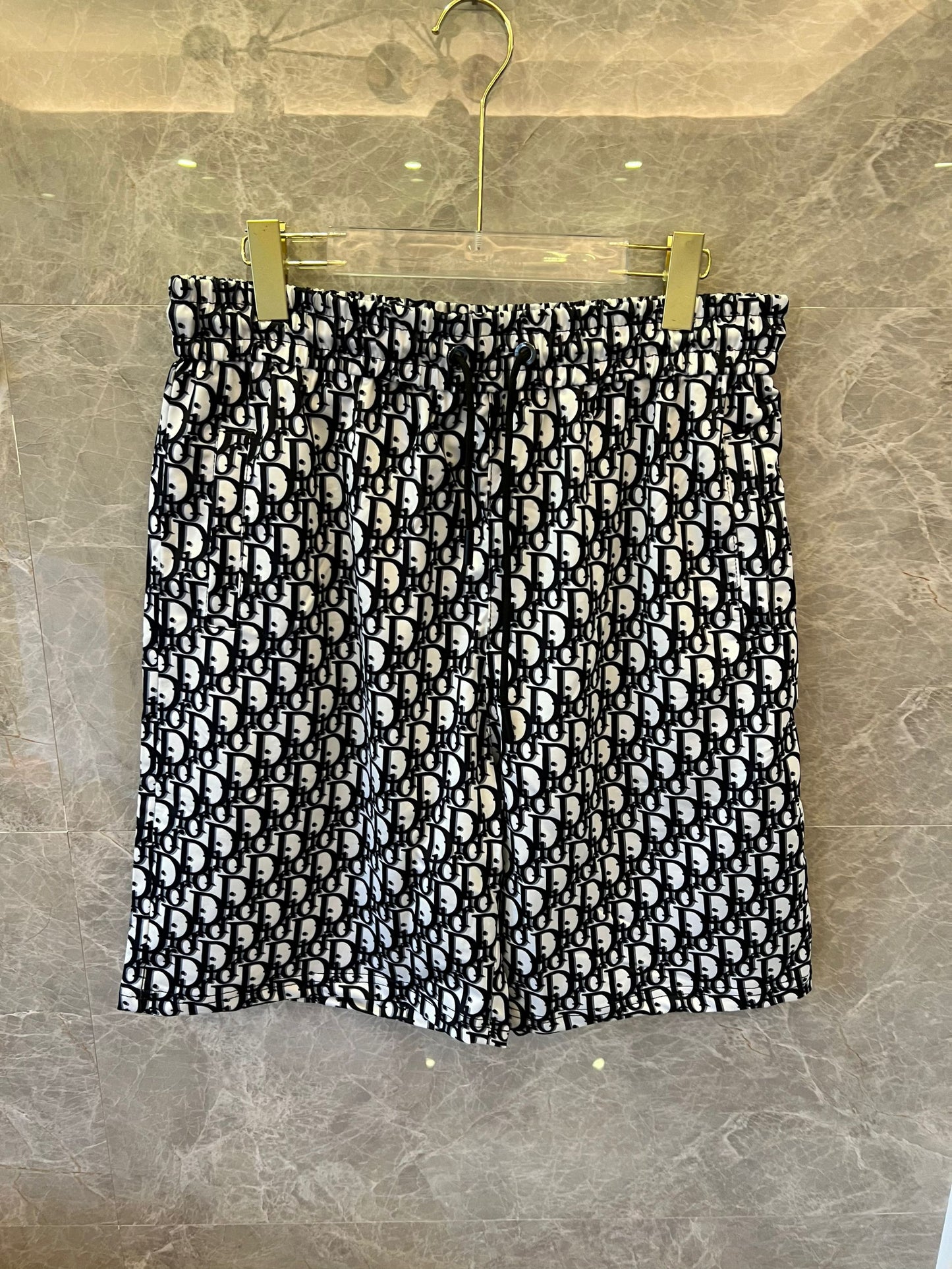 Dior monogram pattern drawstring shorts