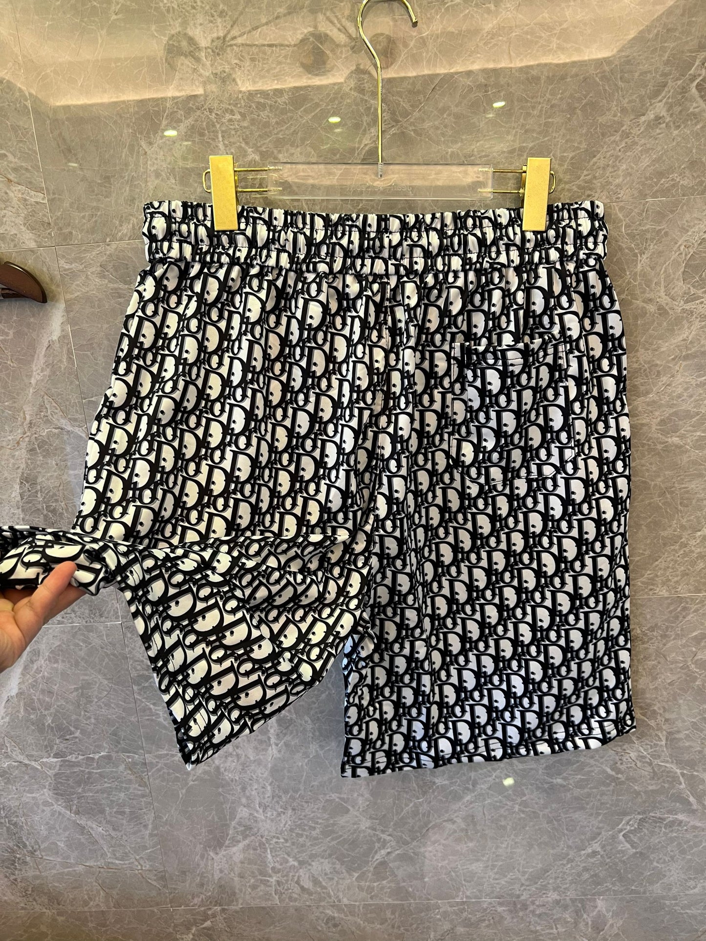 Dior monogram pattern drawstring shorts