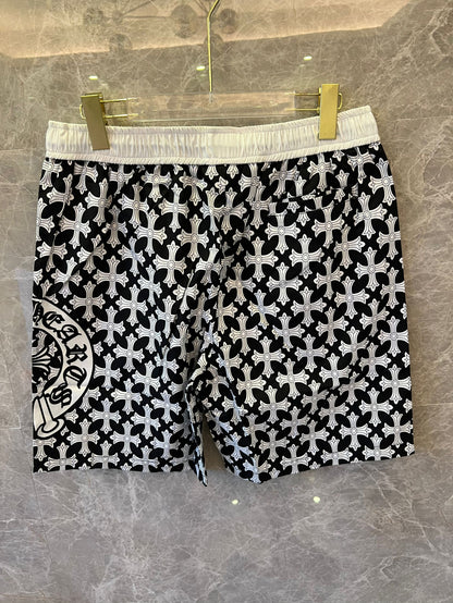 Chrome Hearts allover cross print black & white shorts