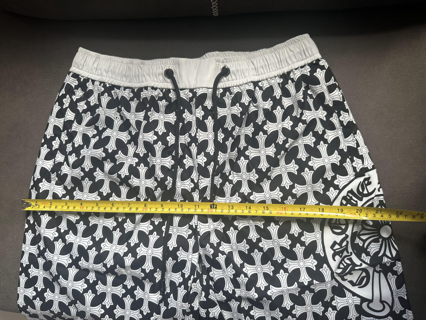 Chrome Hearts allover cross print black & white shorts