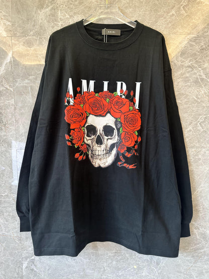 Amiri skull and roses graphic long sleeve t-shirt