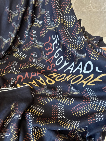 Goyard signature pattern silk scarf