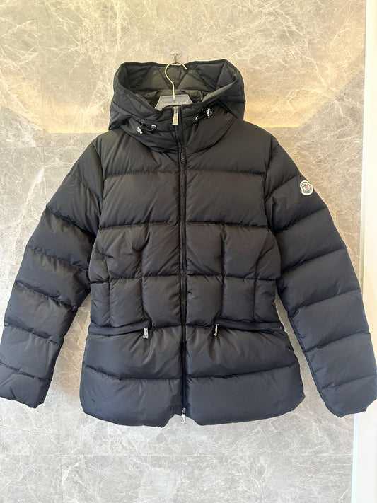 Moncler black puffer jacket with hood