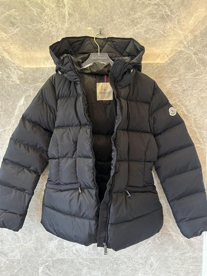 Moncler black puffer jacket with hood