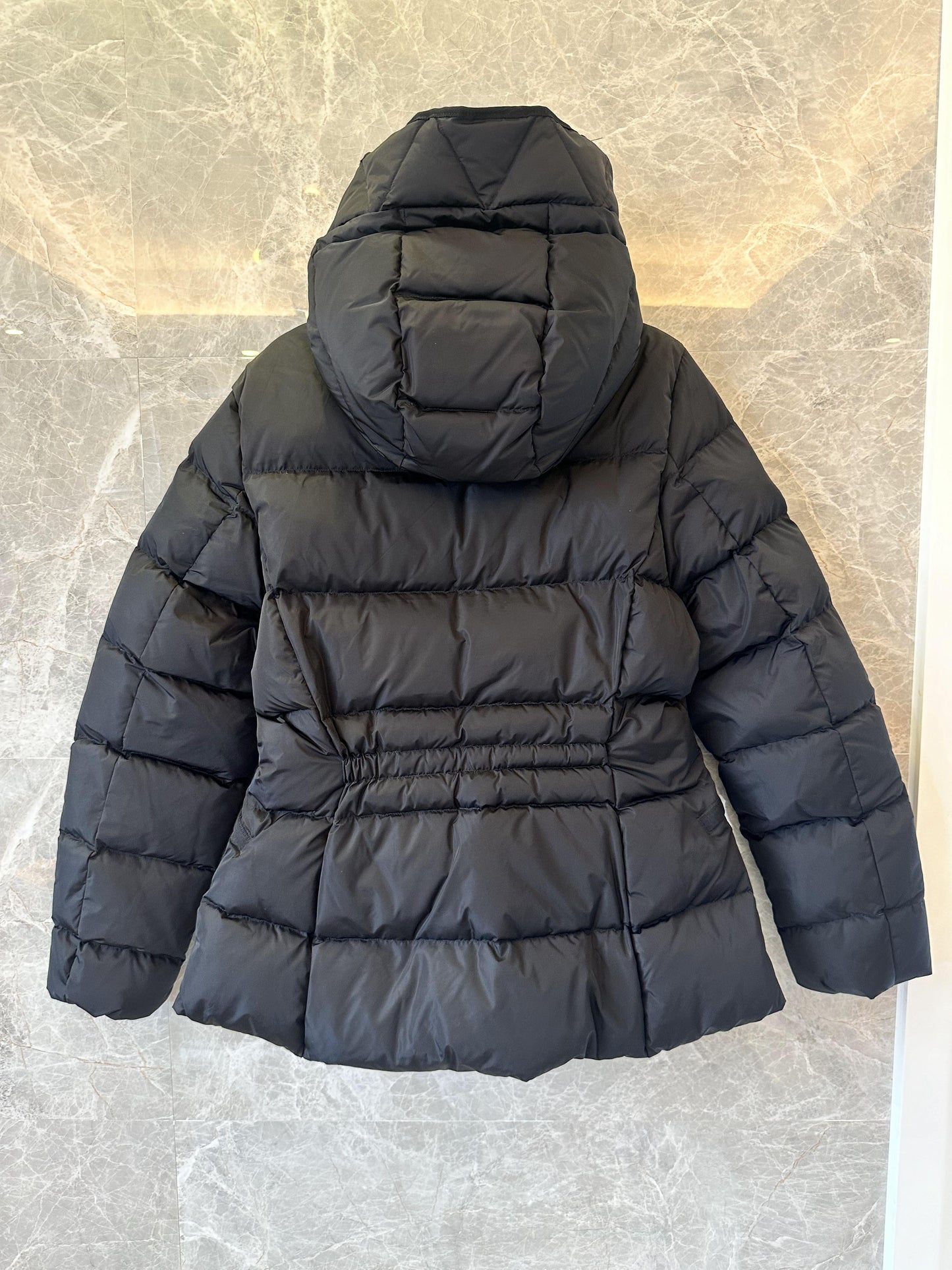 Moncler black puffer jacket with hood