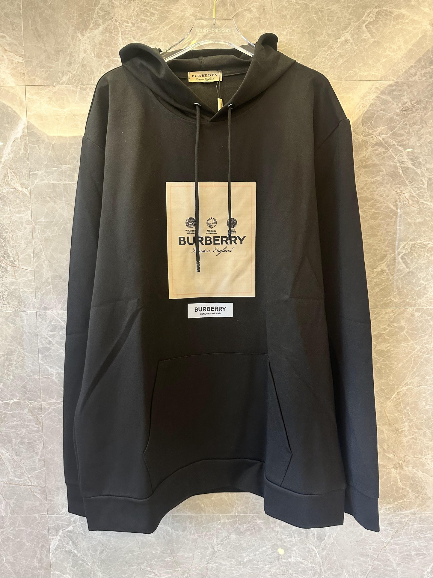 Burberry logo patch hoodie in black