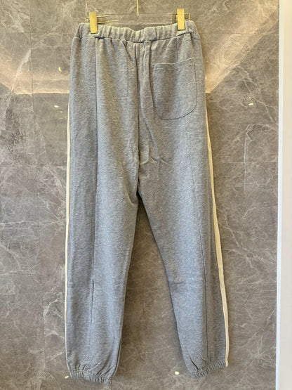 Essentials gray track pants with ivory side stripe