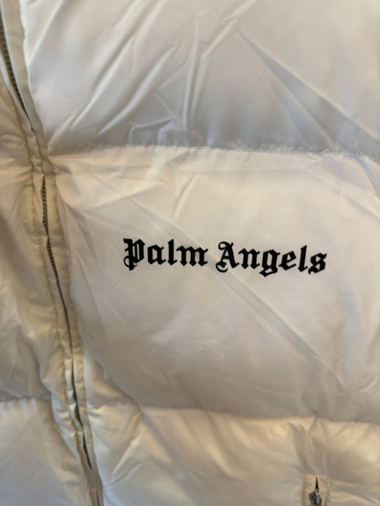 Palm Angels white puffer vest with logo