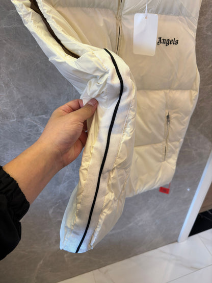 Palm Angels white puffer vest with logo