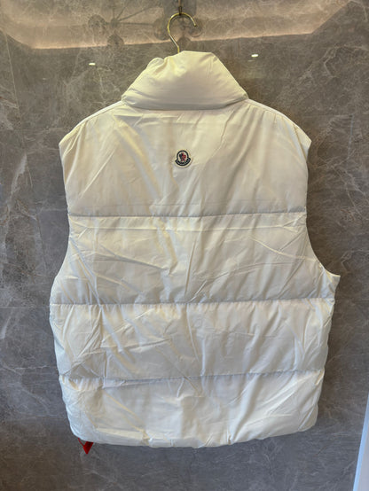 Palm Angels white puffer vest with logo