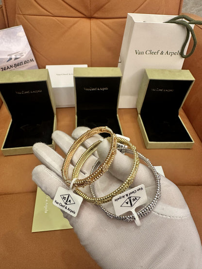 Van Cleef & Arpels Perlée Clover diamond bracelets – yellow gold & white gold & rose gold