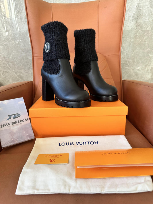 Louis Vuitton lerther graphic print sock boots