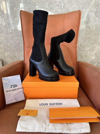 Louis Vuitton lerther graphic print sock boots