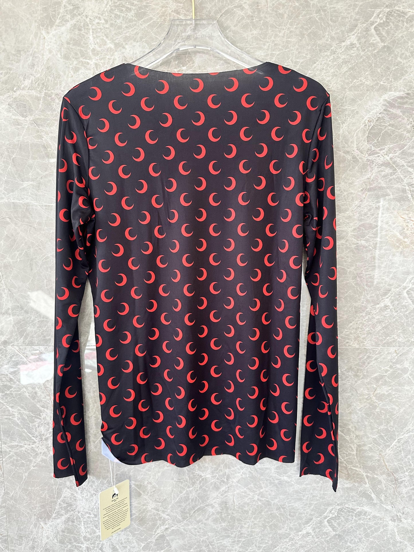 Marine Serre crescent moon print long sleeve top - black & red