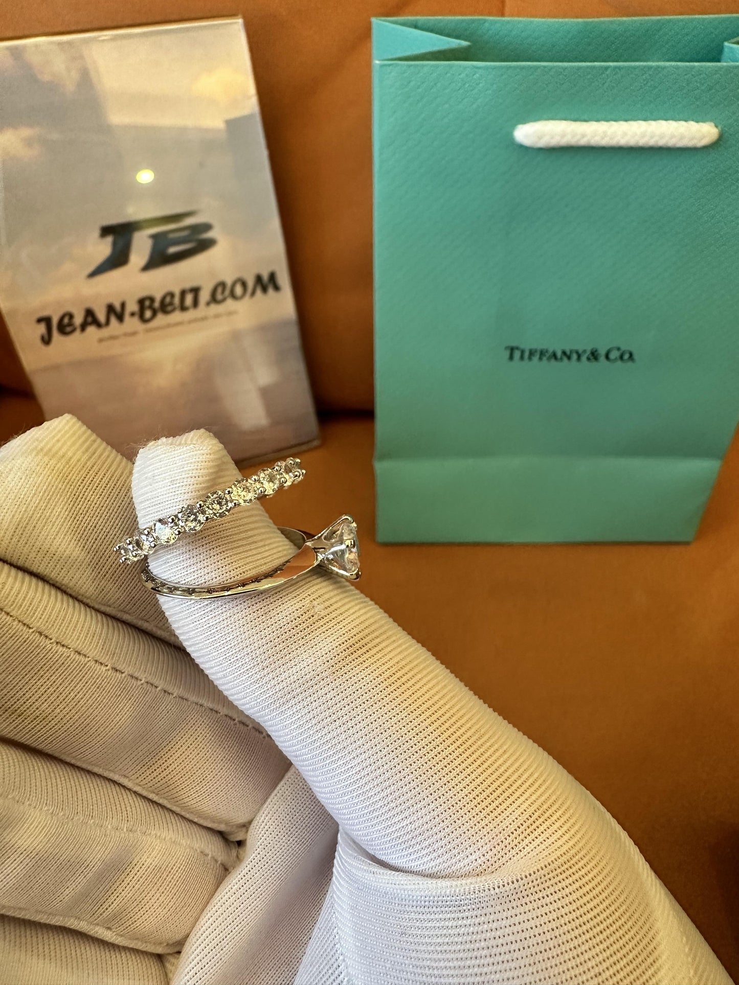 Tiffany & Co. diamond engagement ring set – solitaire and eternity band