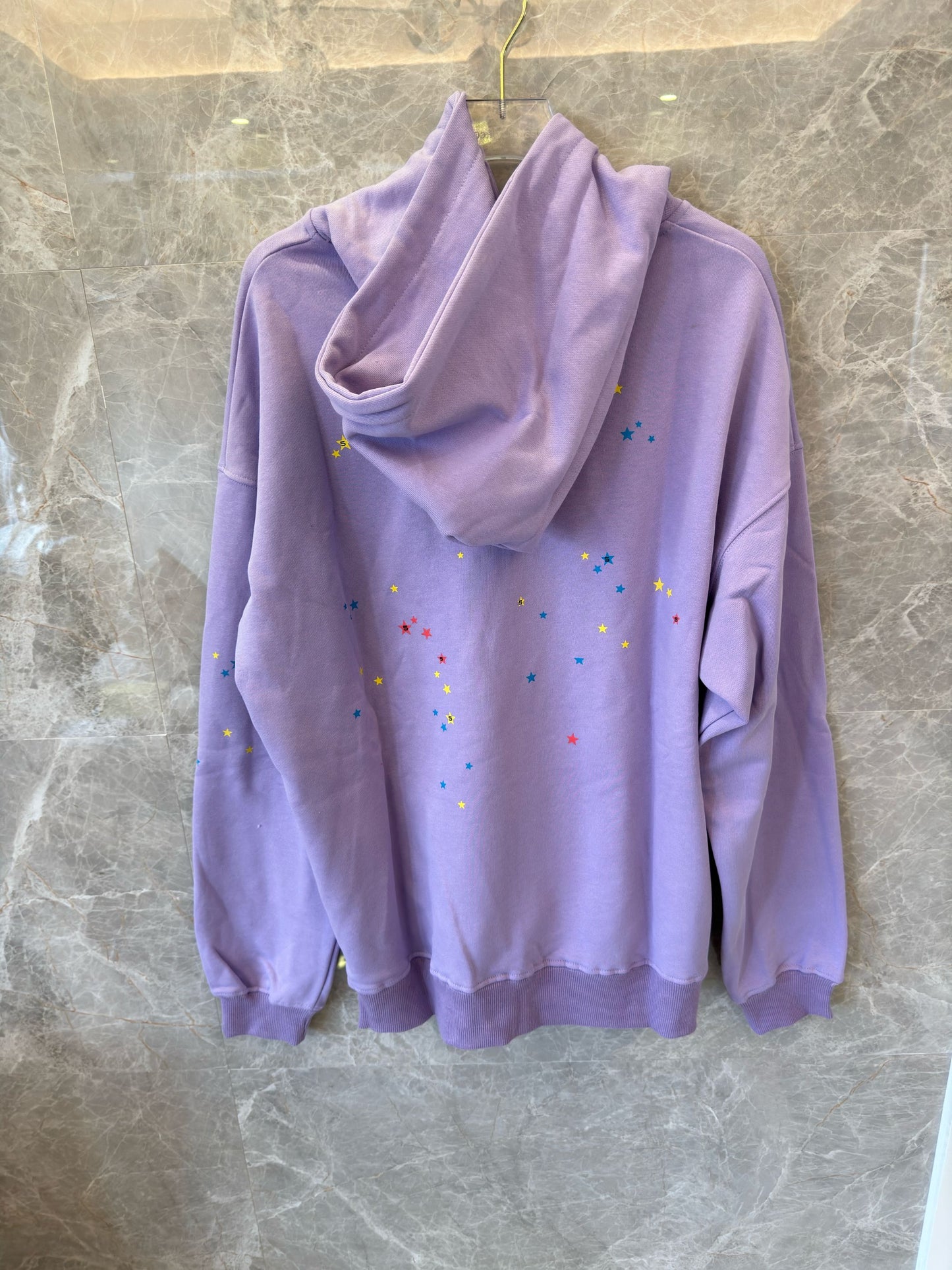 Sp5der rhinestone web graphic hoodie in lavender