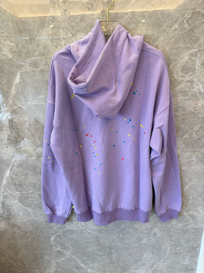 Sp5der rhinestone web graphic hoodie in lavender