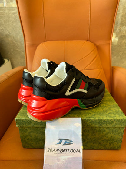 Gucci Rhyton black red green reflective logo sneakers