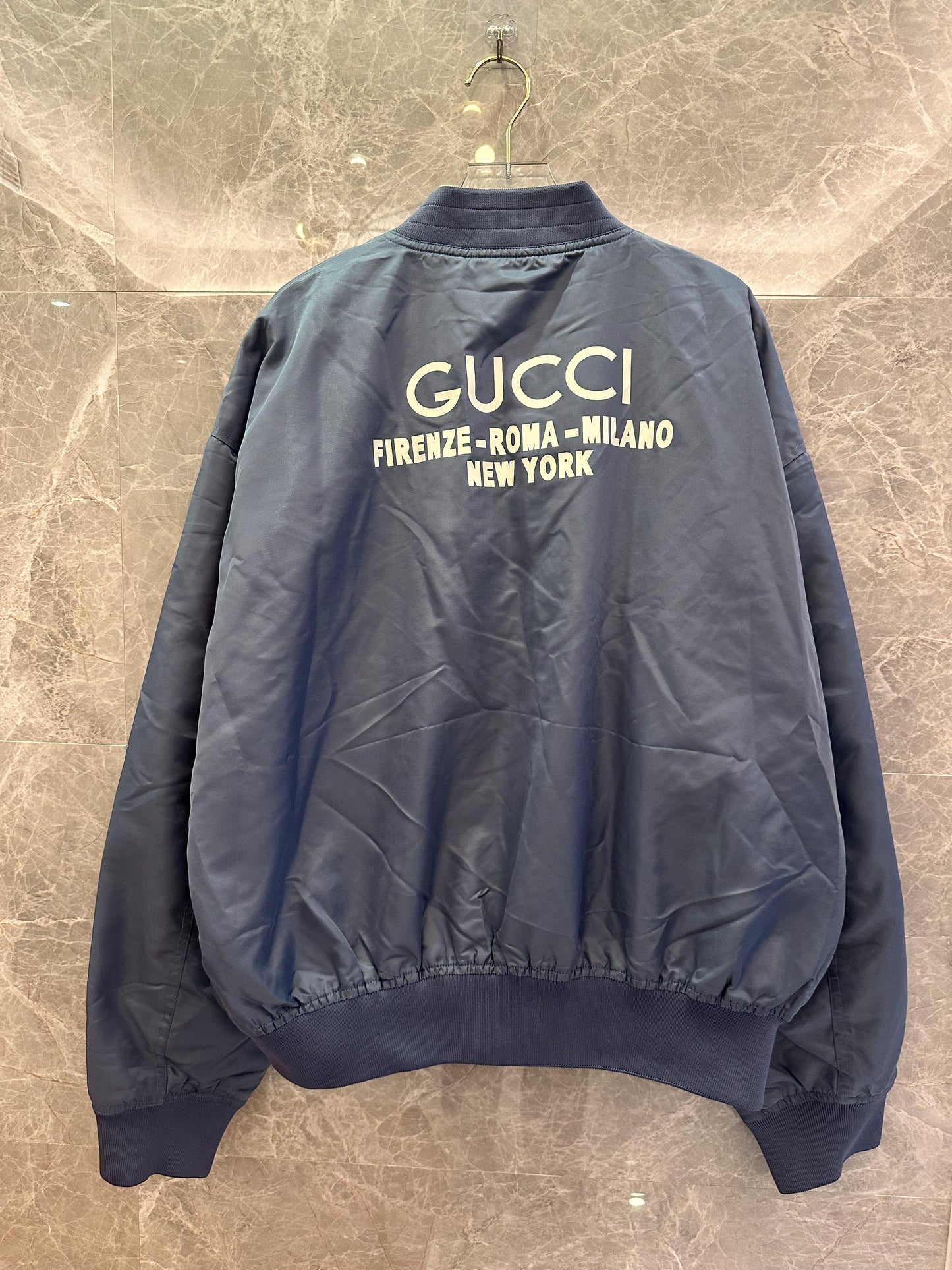 Gucci oversized bomber jacket with city print