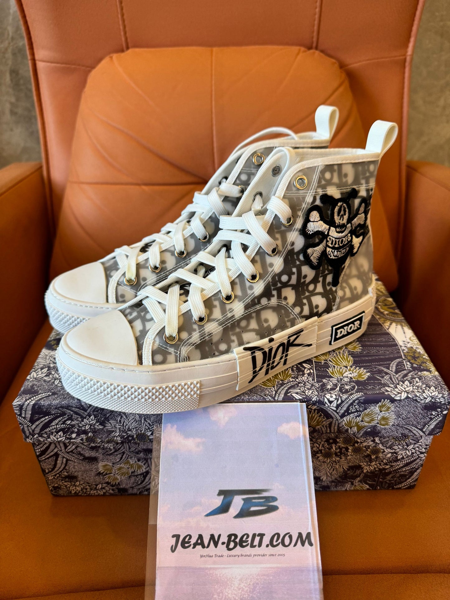 Dior B23 high-top oblique sneakers with custom patch