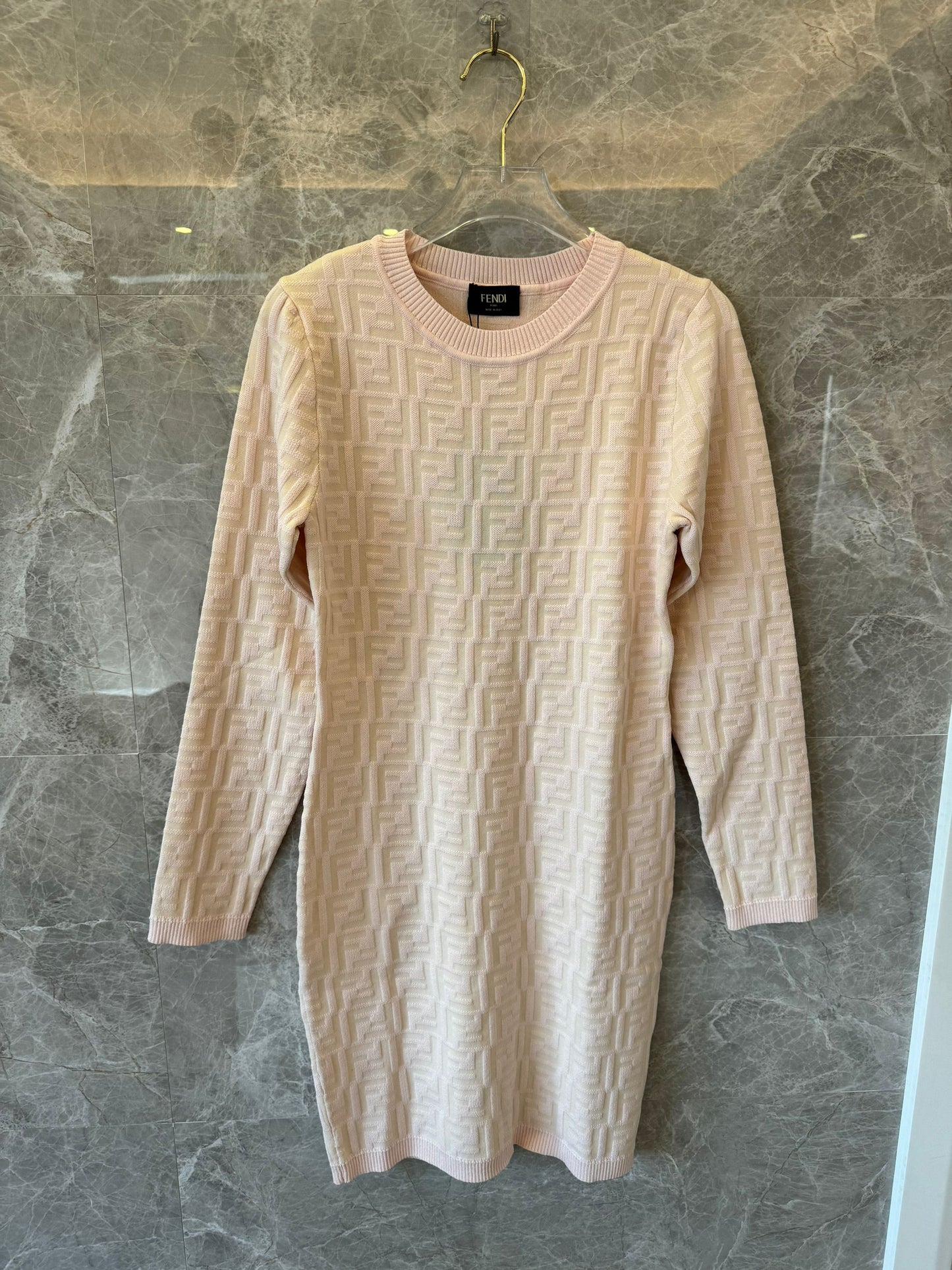 Fendi monogram embossed knit dress - soft pink