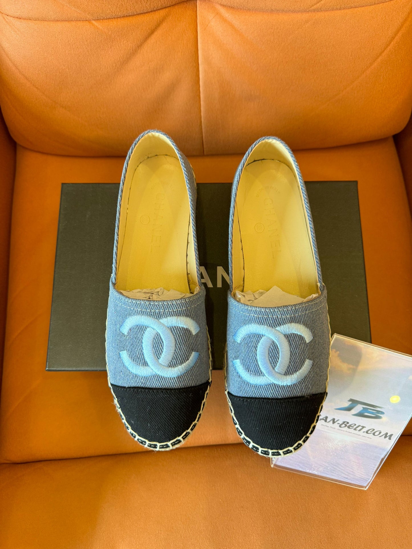 Chanel espadrille black blue tweed