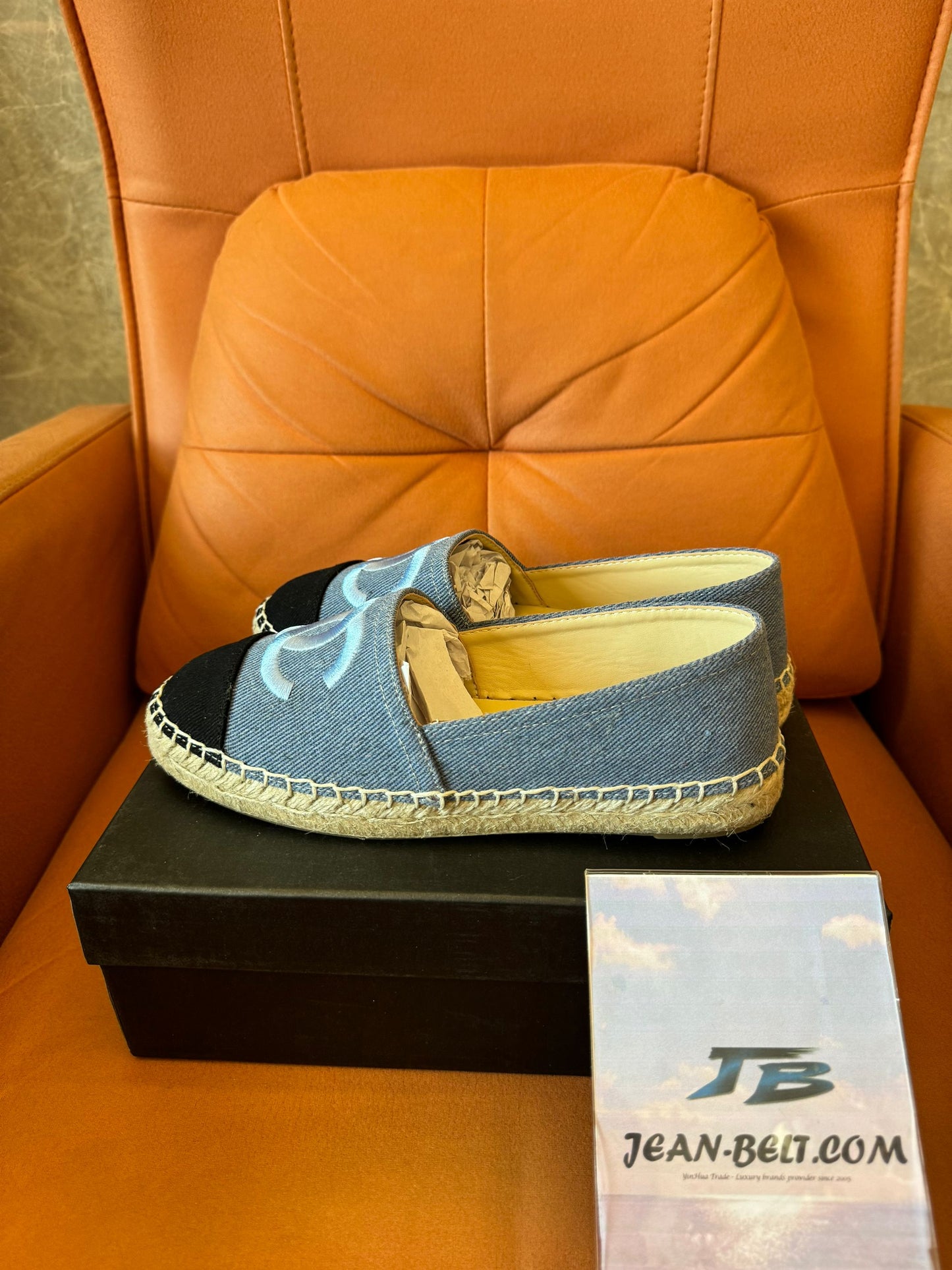 Chanel espadrille black blue tweed