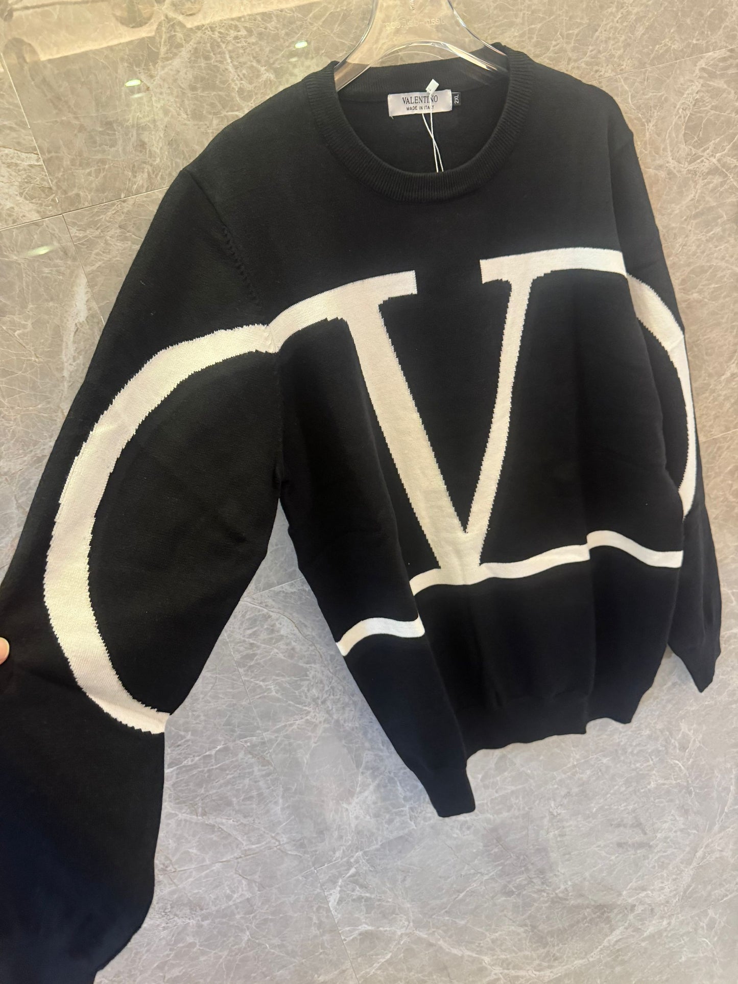 Valentino black sweater with oversized V Logo