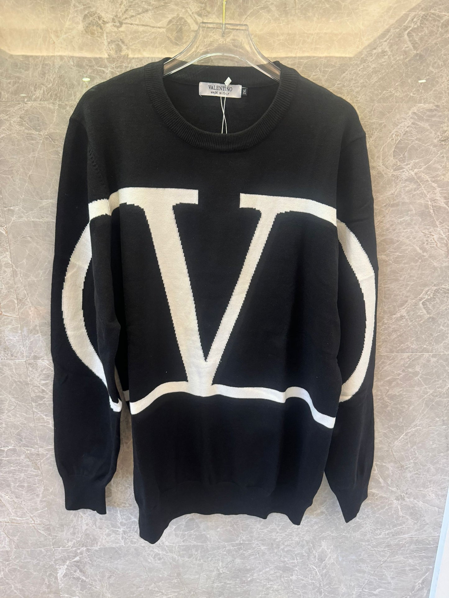 Valentino black sweater with oversized V Logo