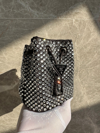 Prada rhinestone bucket bag diamond crossbody chain bag