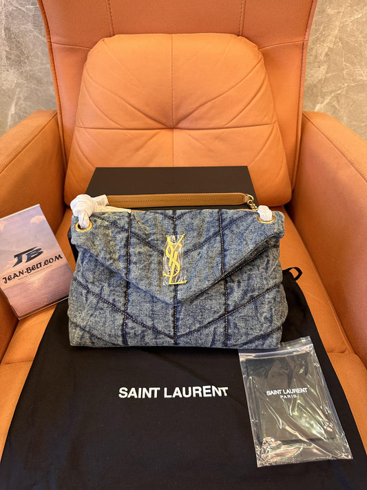 Saint Laurent puffer medium quilted denim shoulder bag