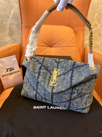 Saint Laurent puffer medium quilted denim shoulder bag