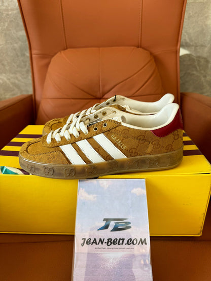 Adidas x Gucci Gazelle monogram brown sneakers