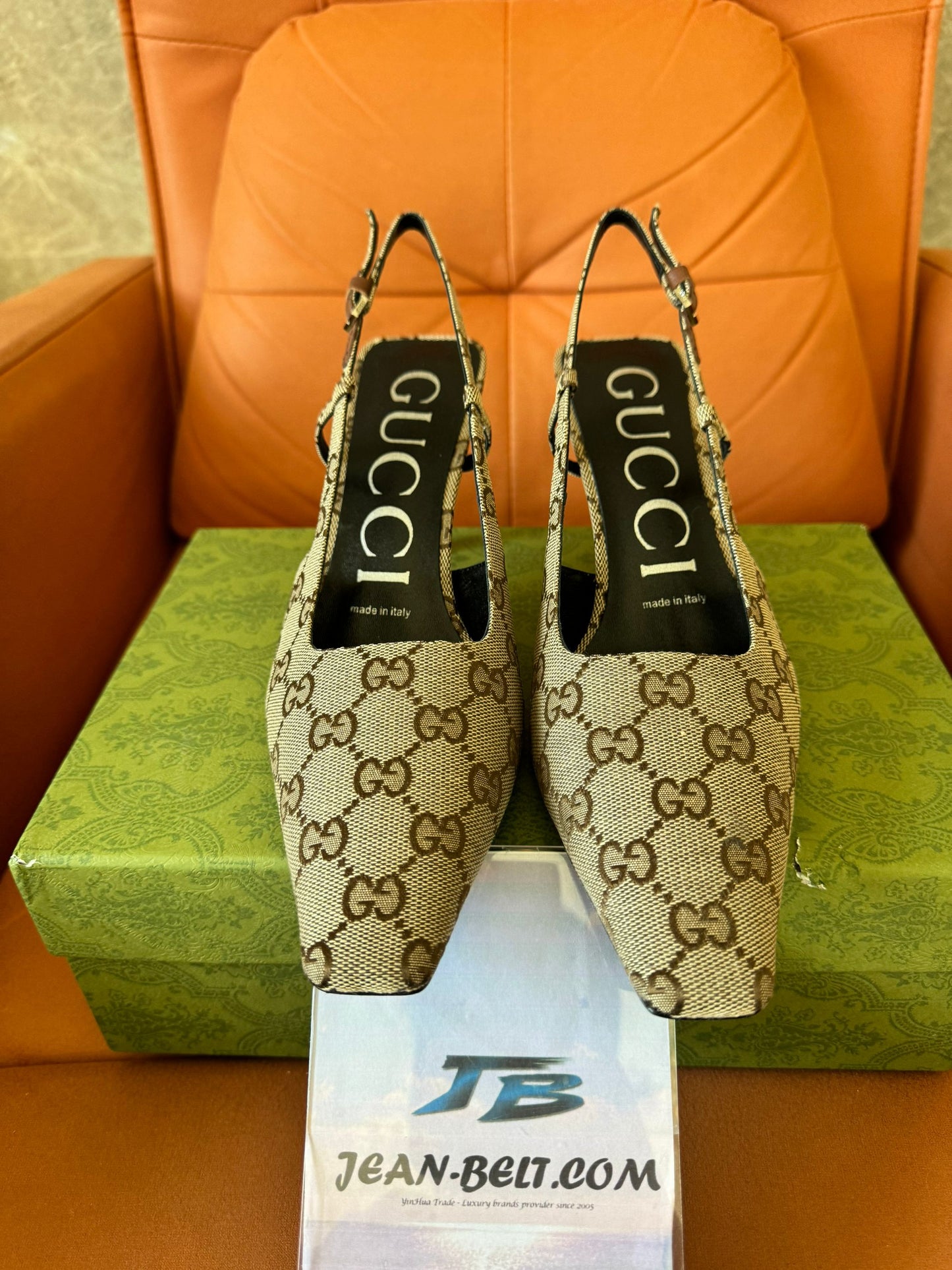 Gucci GG canvas slingback pumps