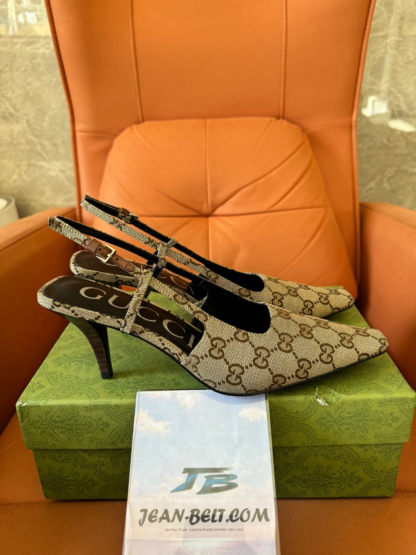 Gucci GG canvas slingback pumps