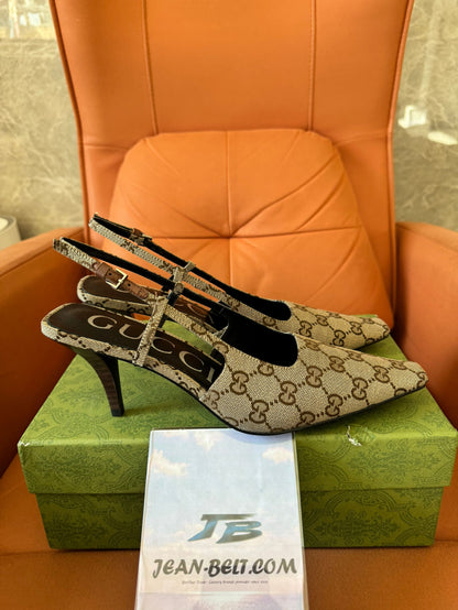 Gucci GG canvas slingback pumps