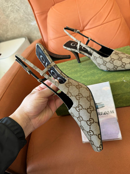 Gucci GG canvas slingback pumps