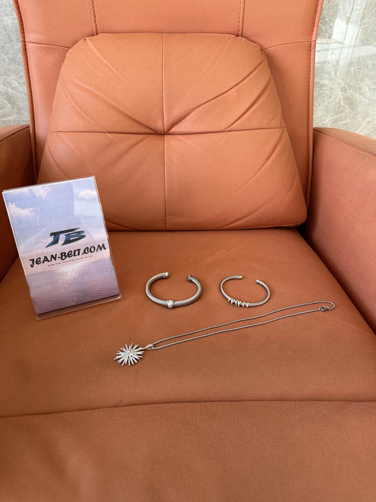 Bvlgari sterling silver necklace and bangle set