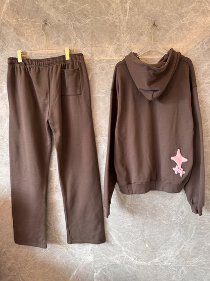 Broken Planet "Broken Hearts" hoodie and joggers set - earthy brown