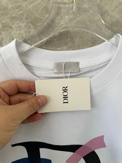 Dior white t-shirt with multicolored artistic logo