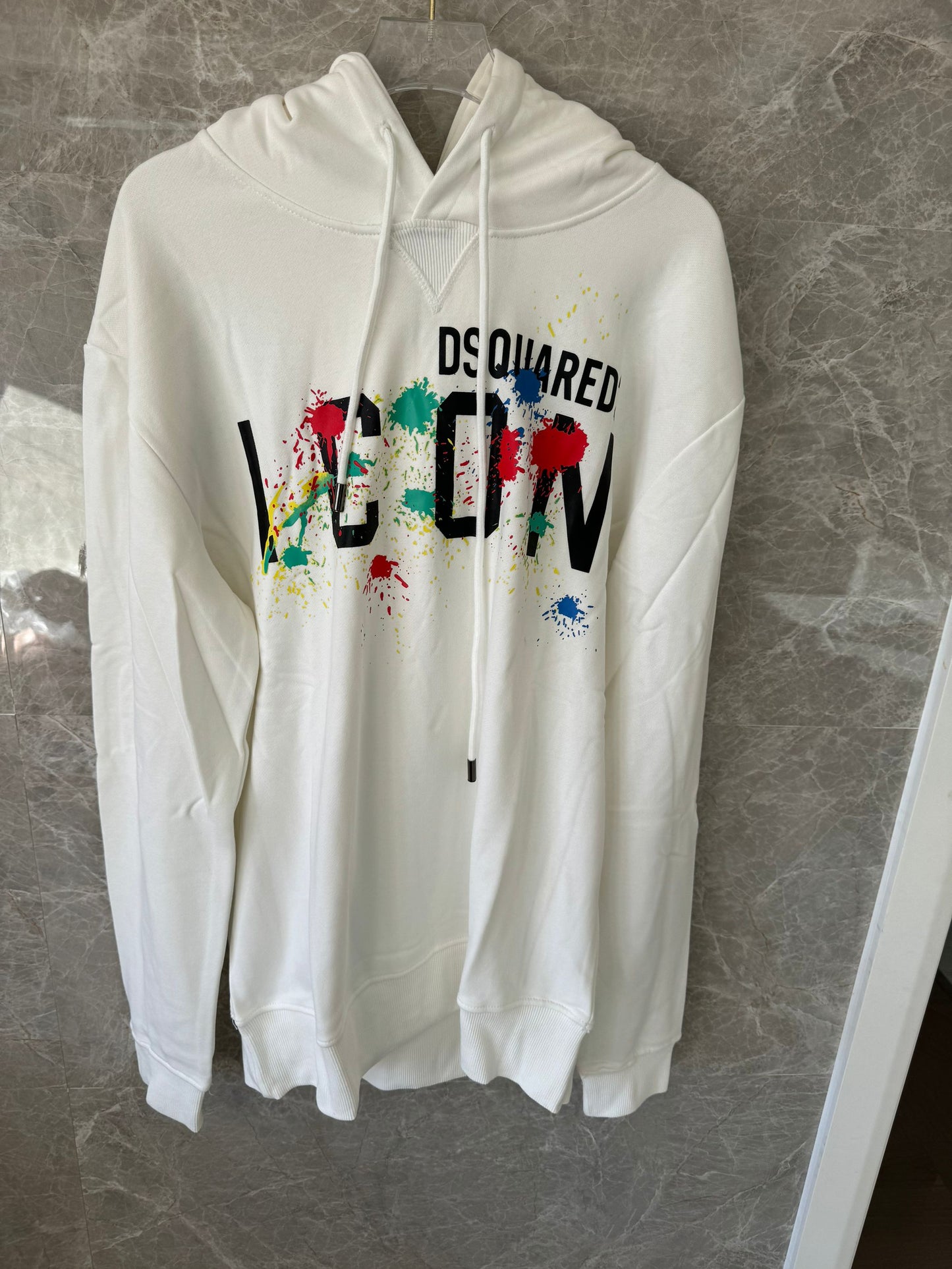 Dsquared2 ICON Paint splatter hoodie - white